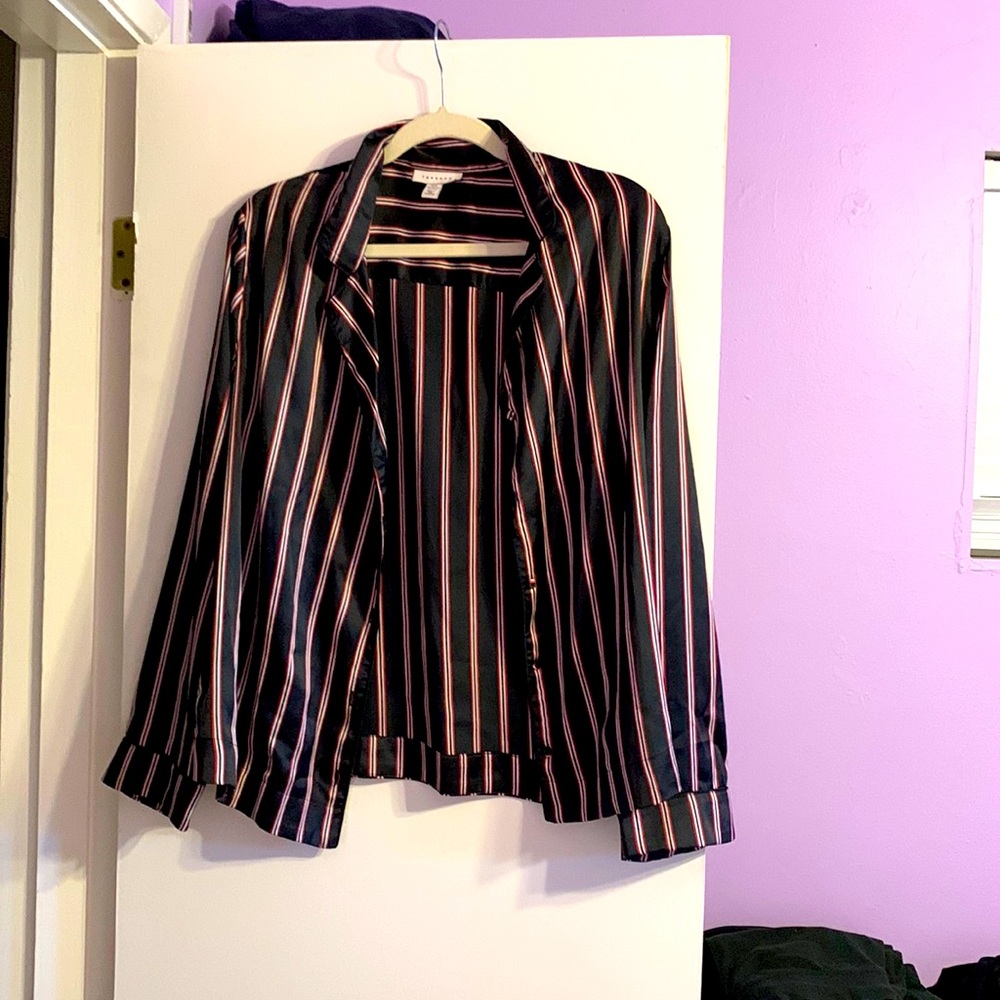 Striped Topshop satin blouse
